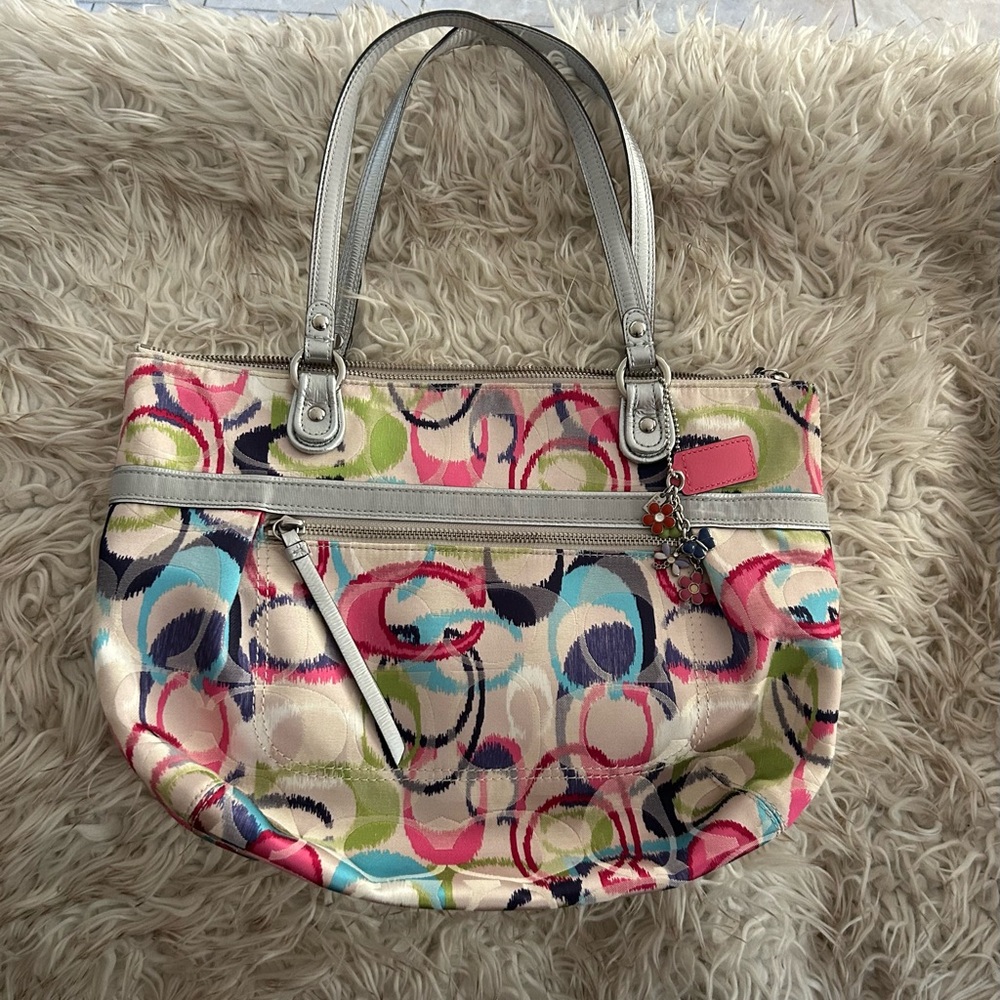 Vintage Coach Poppy Ikat Signature Glam Tote Shoulder Bag